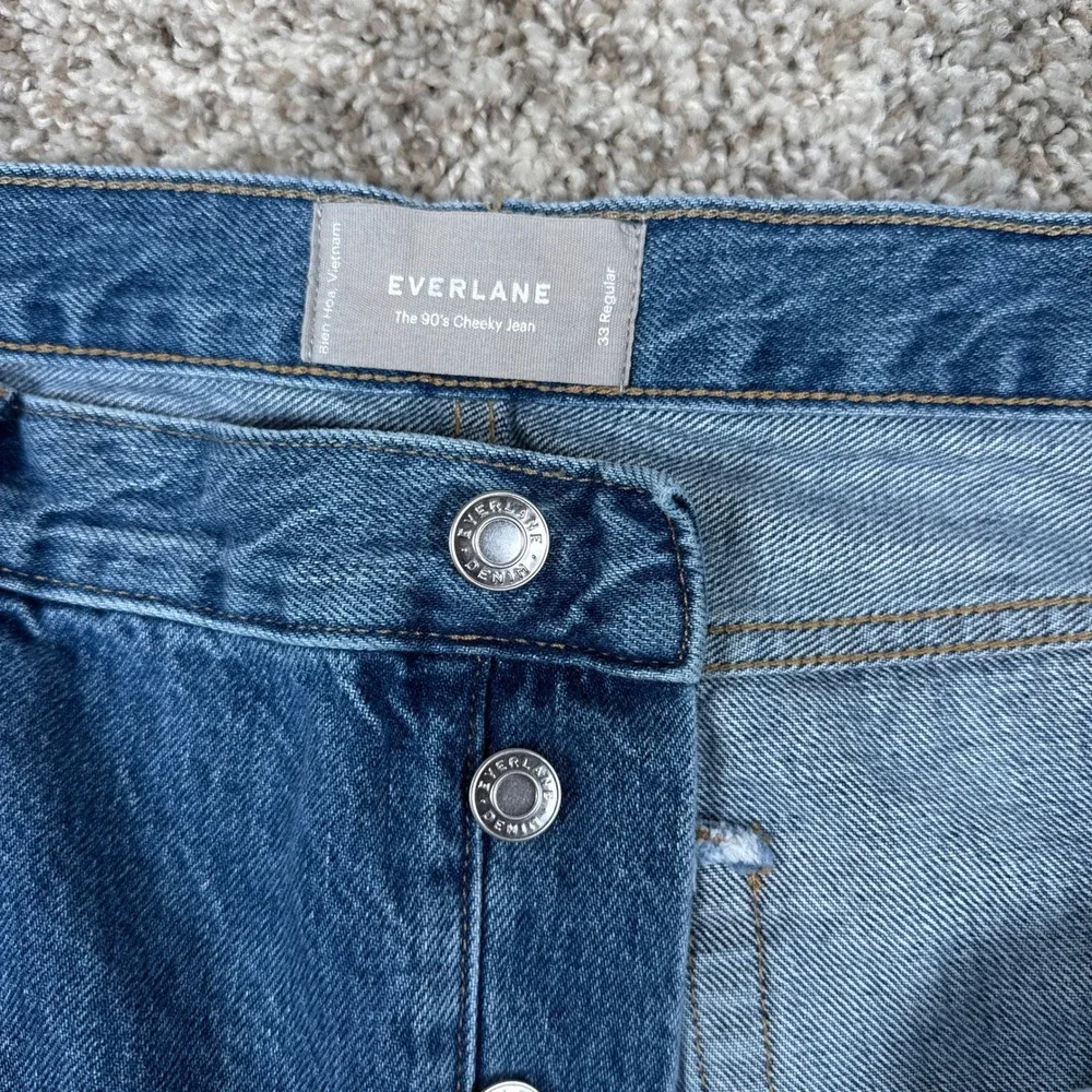Everlane Jeans Womens 33 Blue The 90s Cheeky High Rise Straight Button Fly 90s - Picture 2 of 9
